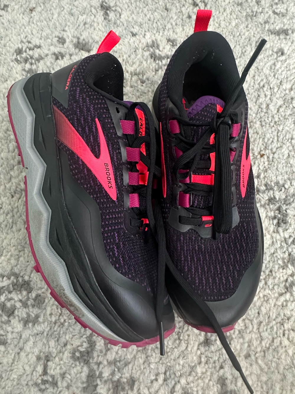Brooks Women's Caldera Trail Running Shoes in Black & Purple with Pink Accents - Picture 3 of 6